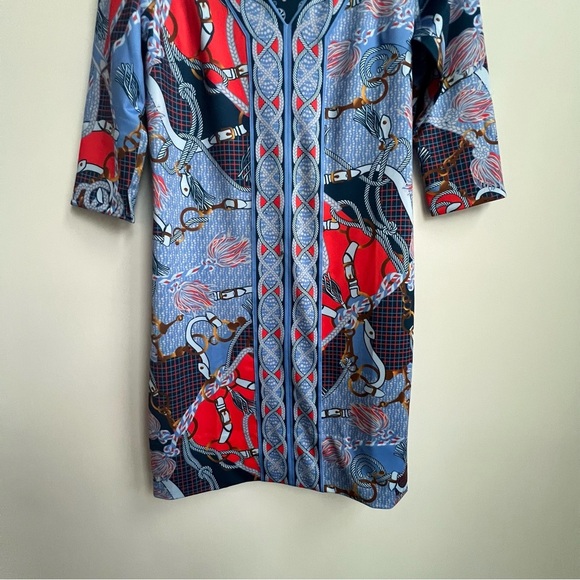 Gretchen Scott Jersey Bordertown Ditto Dress Imari Equestrian Scarf Nautical S - Picture 8 of 14